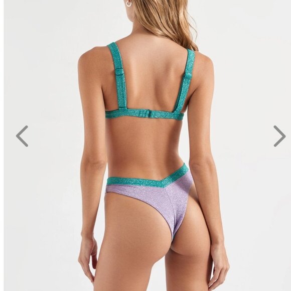 NWT OneOne Swimwear Bikini SET Jena Sims Collab Turks Purple Blue Shimmer New - Picture 2 of 10